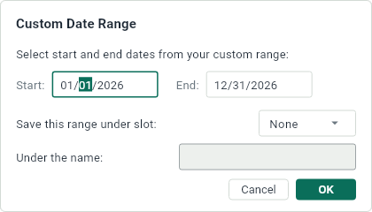 The dialog of a custom range