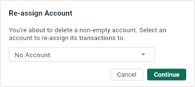 The panel that asks where the entries of a removed account go