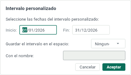 El diálogo de un intervalo personalizado