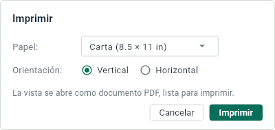Las opciones del papel y de su orientación